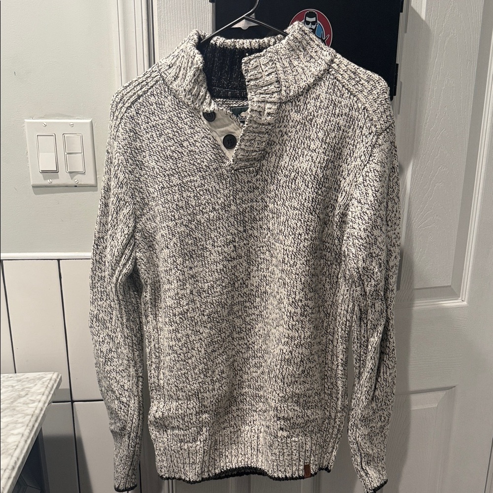 Roots Marled Black and White Turtleneck Sweater